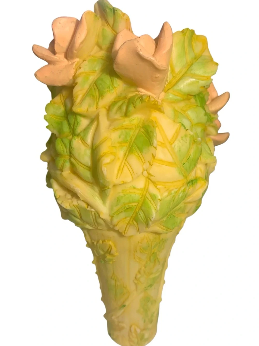 Vintage Whimsical High Heel  Figurine. Pastel Yellow With Lovely Pink Roses🩷💚💛